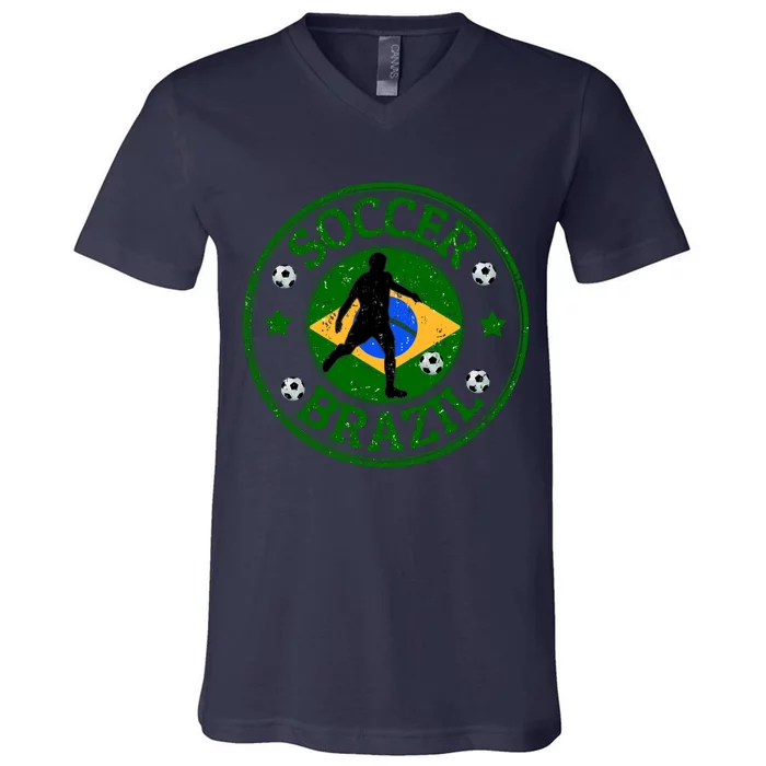 Brazil Soccer Design V-Neck T-Shirt