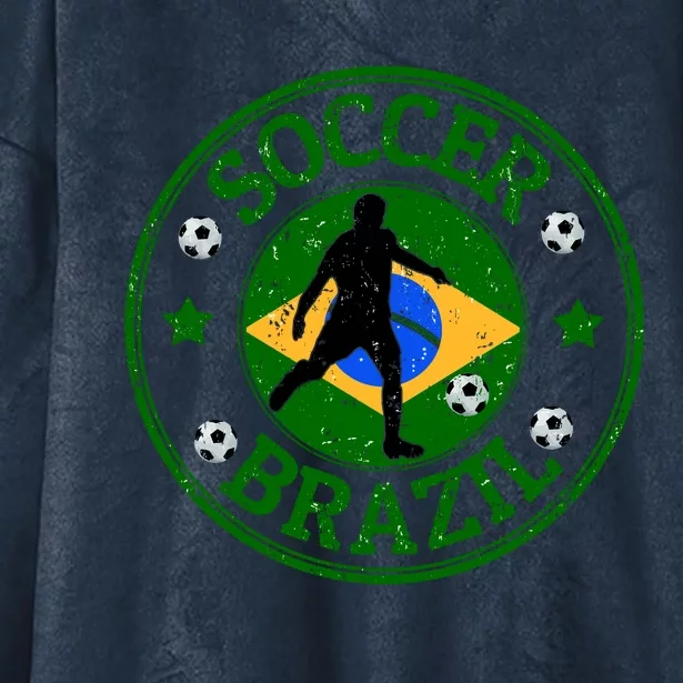 Brazil Soccer Design Hooded Wearable Blanket