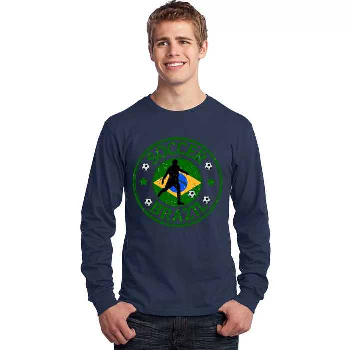 Brazil Soccer Design Tall Long Sleeve T-Shirt