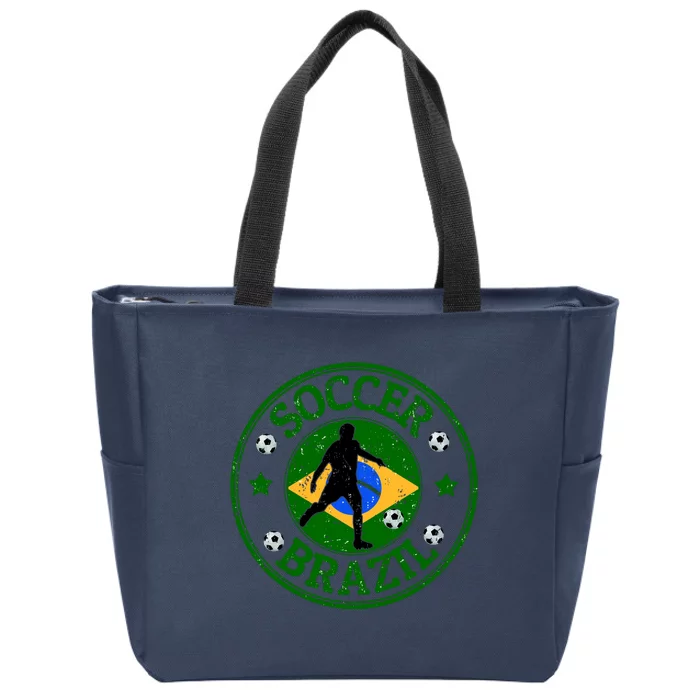 Brazil Soccer Design Zip Tote Bag