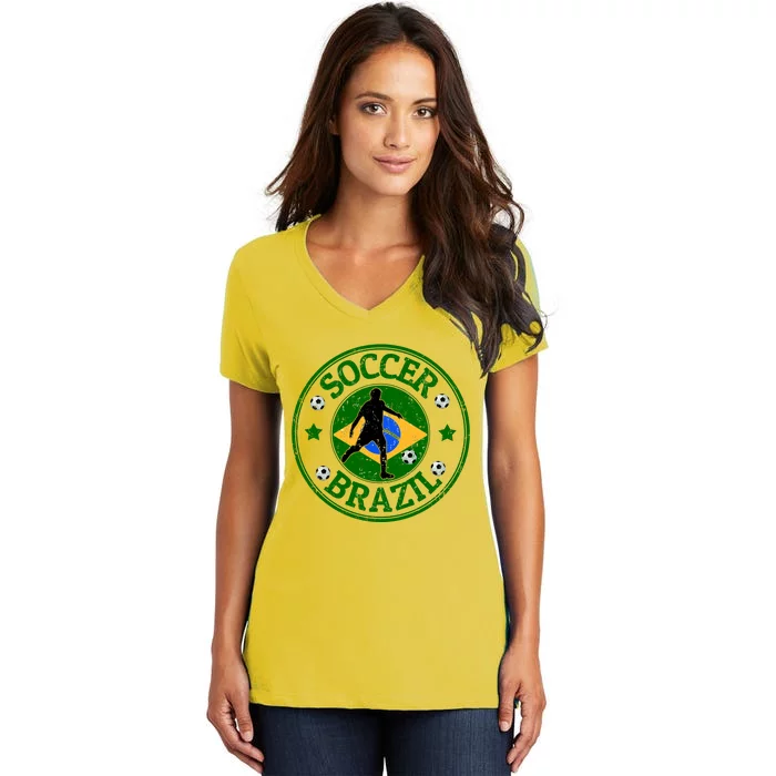 Brazil Soccer Design Women's V-Neck T-Shirt