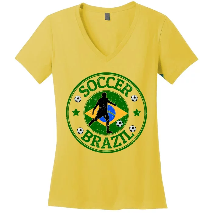 Brazil Soccer Design Women's V-Neck T-Shirt