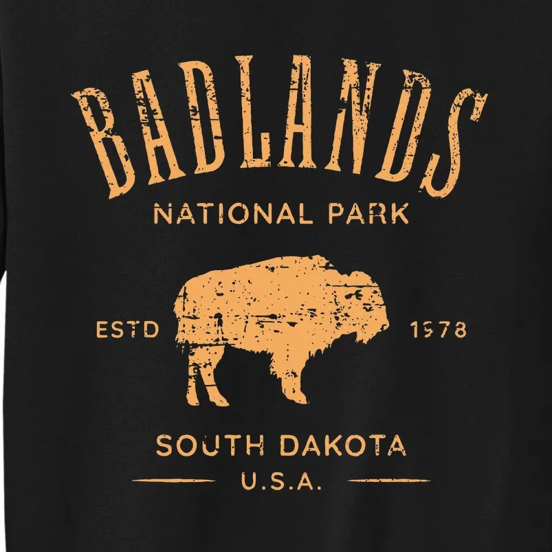 Badlands South Dakota Bison Distressed Design Sweatshirt