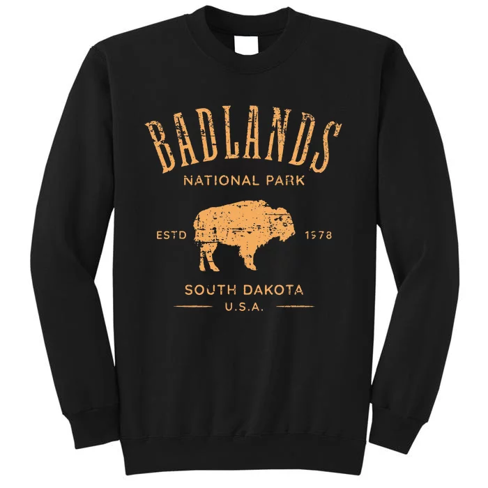 Badlands South Dakota Bison Distressed Design Sweatshirt