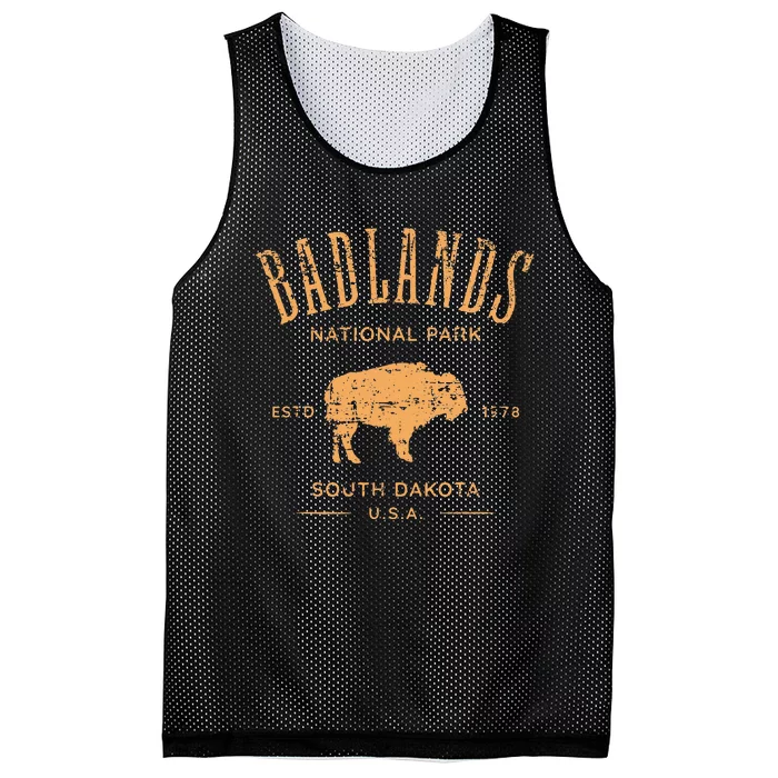 Badlands South Dakota Bison Distressed Design Mesh Reversible Basketball Jersey Tank