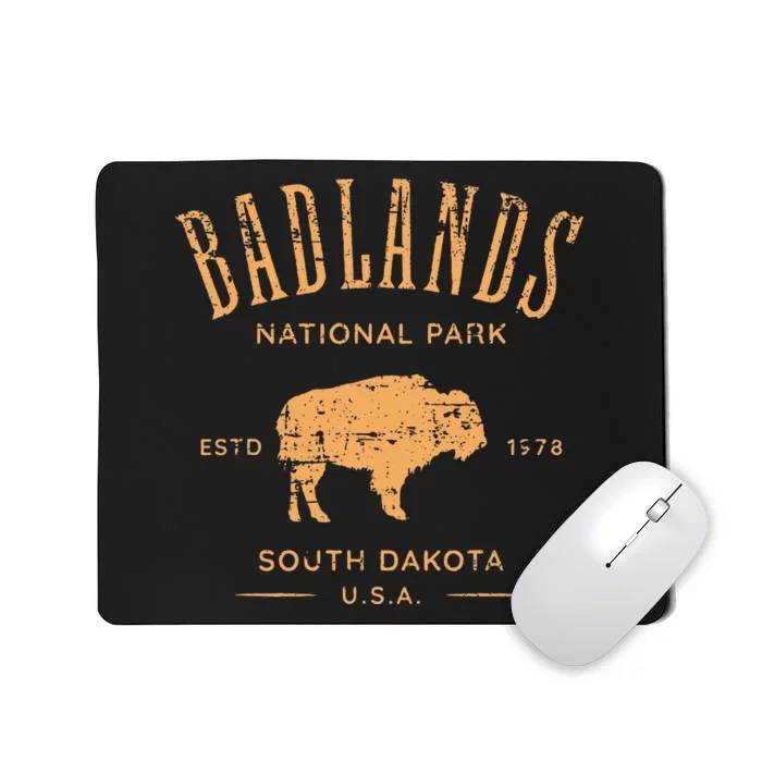 Badlands South Dakota Bison Distressed Design Mousepad