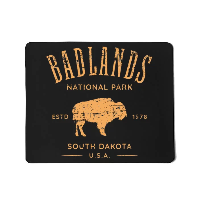 Badlands South Dakota Bison Distressed Design Mousepad