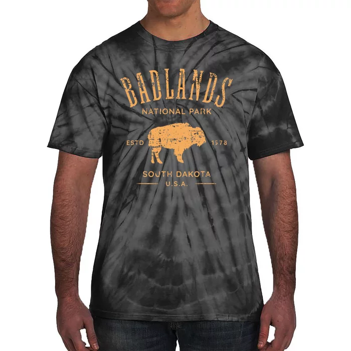 Badlands South Dakota Bison Distressed Design Tie-Dye T-Shirt