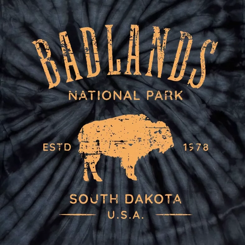 Badlands South Dakota Bison Distressed Design Tie-Dye T-Shirt