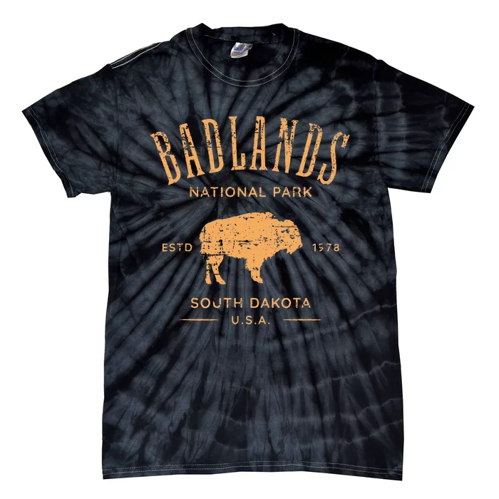 Badlands South Dakota Bison Distressed Design Tie-Dye T-Shirt