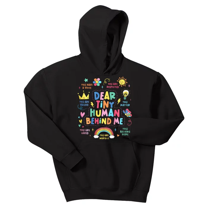 Back Side Dear Tiny Human Behind Me Teacher Appreciation Kids Hoodie