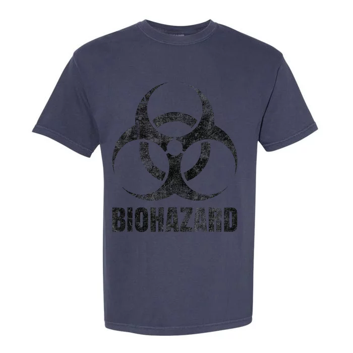 Biohazard Symbol Distressed Weathered Look Halloween Fun Garment-Dyed Heavyweight T-Shirt