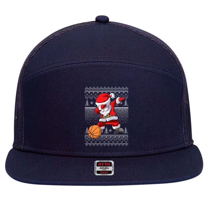 Basketball Santa Dabbing Ugly Christmas Xmas Pajama Gift 7 Panel Mesh Trucker Snapback Hat