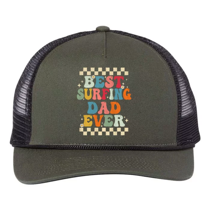 Best Surfing Dad Ever Retro Groovy Gift Surfing Dad Meaningful Gift Retro Rope Trucker Hat Cap