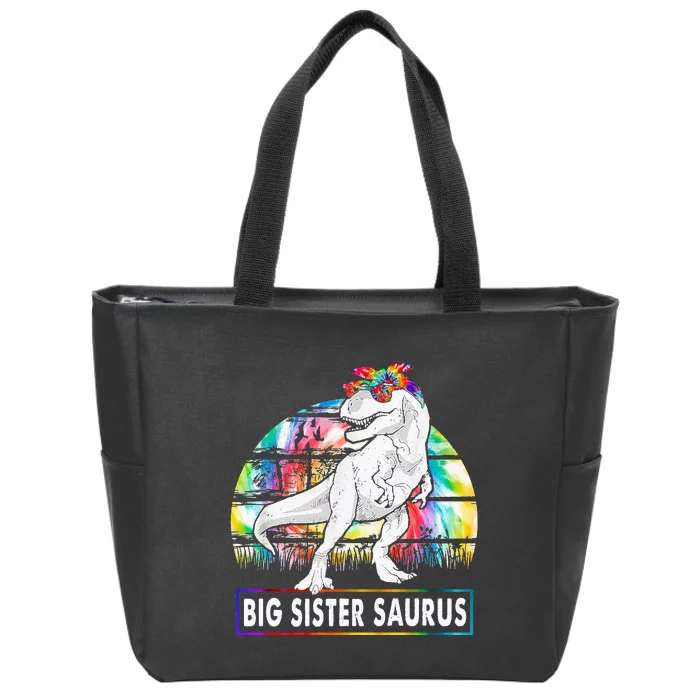 Big Sistersaurus Dinosaur Big Sister Saurus Family Matching Zip Tote Bag