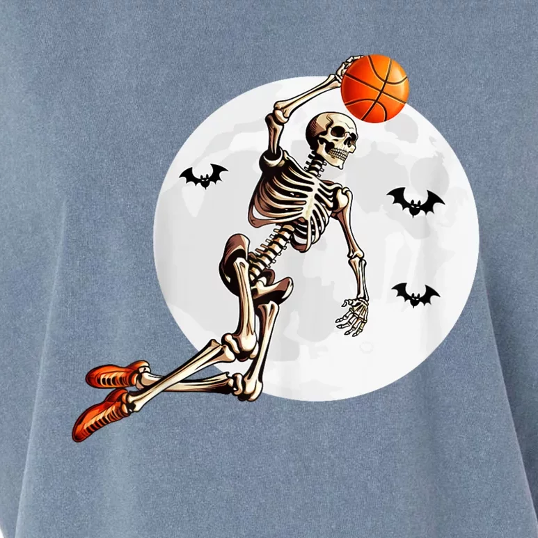 Basketball Skeleton Dunk Basketball Player Halloween Moon Garment-Dyed Women's Muscle Tee