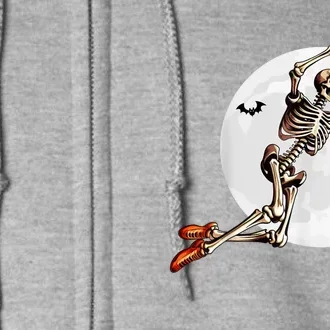 Basketball Skeleton Dunk Basketball Player Halloween Moon Full Zip Hoodie