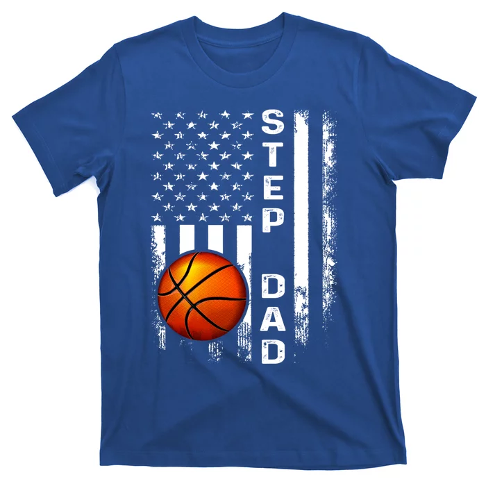 Basketball Step Dad American Flag Vintage Christmas Xmas Gift T-Shirt