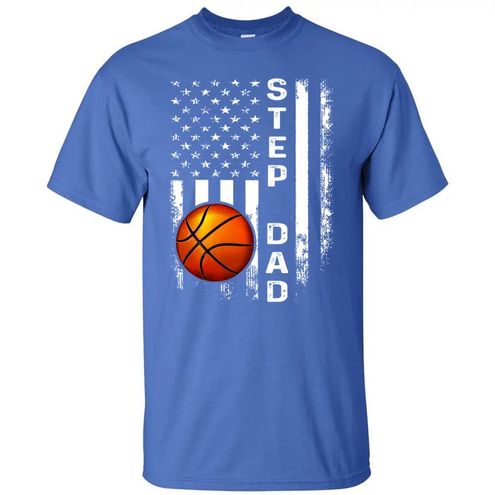 Basketball Step Dad American Flag Vintage Christmas Xmas Gift Tall T-Shirt