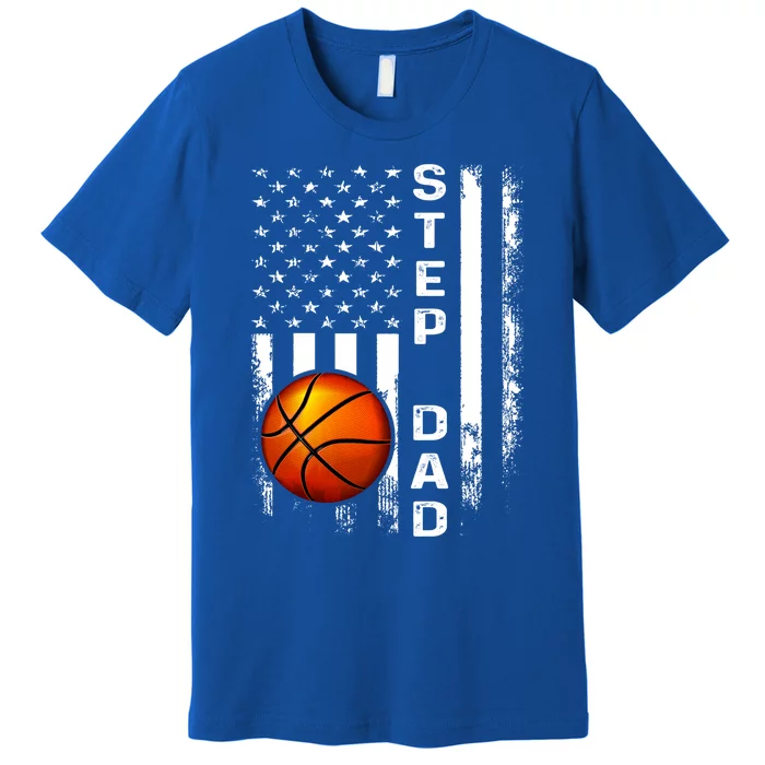 Basketball Step Dad American Flag Vintage Christmas Xmas Gift Premium T-Shirt