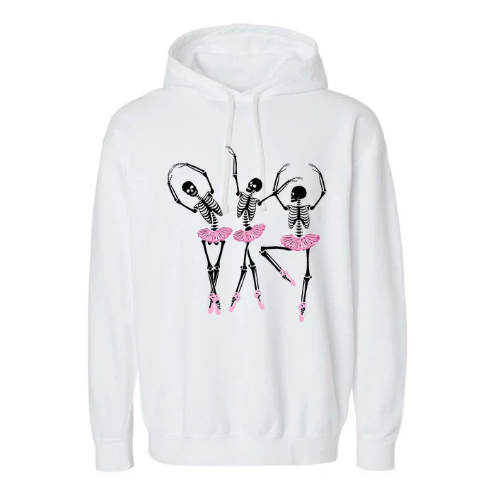 Ballerina Skeletons Dancing Halloween Ballerina Skeleton Garment-Dyed Fleece Hoodie