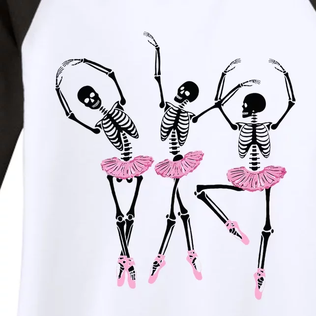 Ballerina Skeletons Dancing Halloween Ballerina Skeleton Women's Tri-Blend 3/4-Sleeve Raglan Shirt