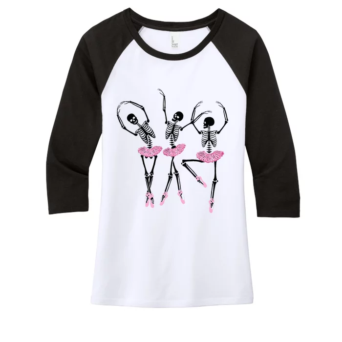 Ballerina Skeletons Dancing Halloween Ballerina Skeleton Women's Tri-Blend 3/4-Sleeve Raglan Shirt