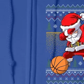 Basketball Santa Dabbing Ugly Christmas Xmas Pajama Gift Full Zip Hoodie