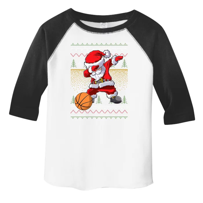 Basketball Santa Dabbing Ugly Christmas Xmas Pajama Gift Toddler Fine Jersey T-Shirt