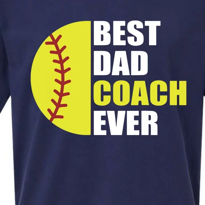 Best Softball Dad Coach Ever Fathers Day Softball Coach Dad Sueded Cloud Jersey T-Shirt