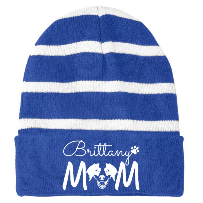 Brittany Spaniel Dog Rescue Brittany Mom Gift Striped Beanie with Solid Band