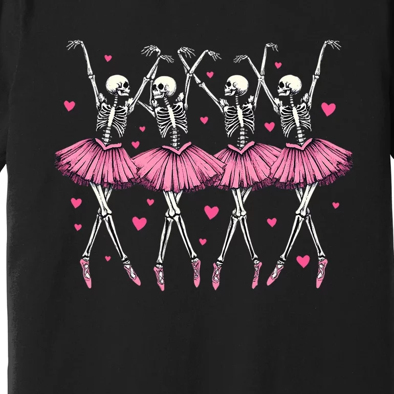 Ballerina Skeleton Dance Funny Halloween Ballet Women Girl Premium T-Shirt