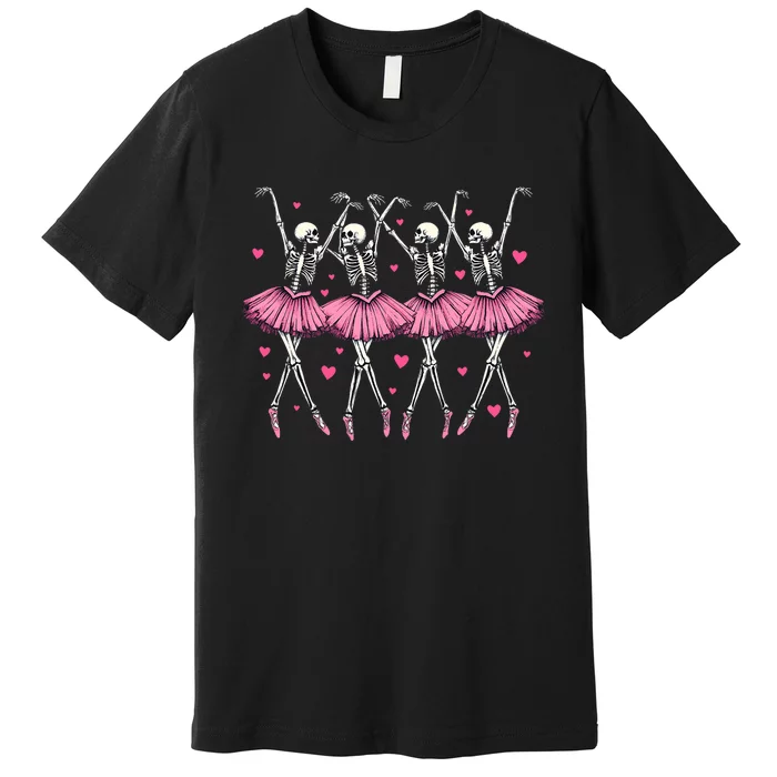 Ballerina Skeleton Dance Funny Halloween Ballet Women Girl Premium T-Shirt