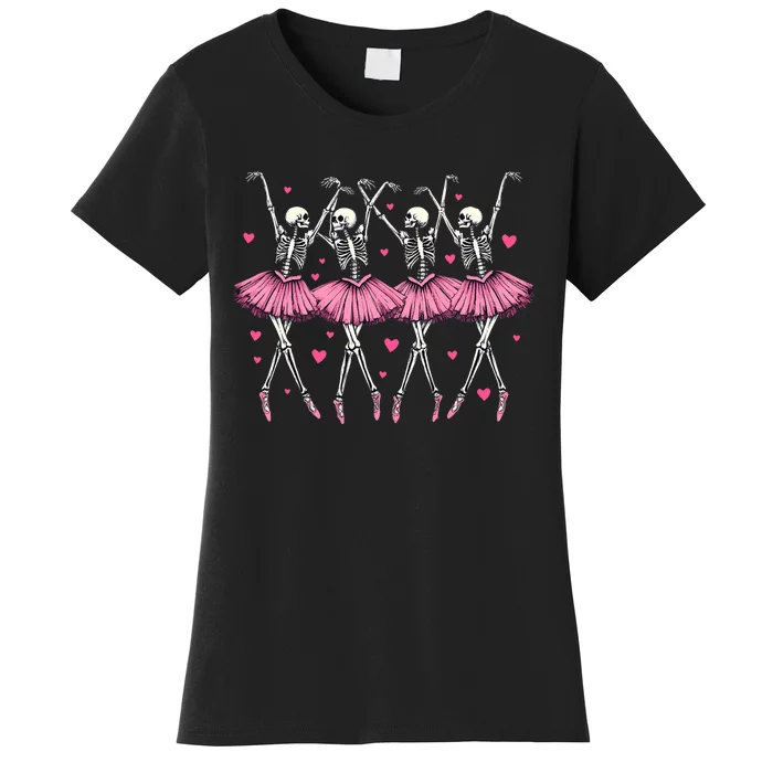 Ballerina Skeleton Dance Funny Halloween Ballet Women Girl Women's T-Shirt