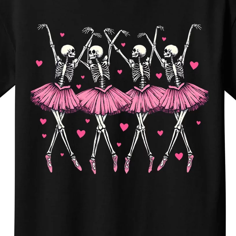 Ballerina Skeleton Dance Funny Halloween Ballet Women Girl Kids T-Shirt