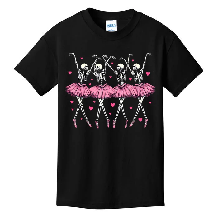 Ballerina Skeleton Dance Funny Halloween Ballet Women Girl Kids T-Shirt