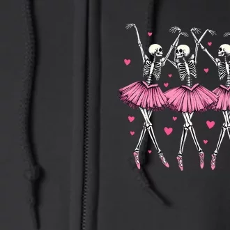 Ballerina Skeleton Dance Funny Halloween Ballet Women Girl Full Zip Hoodie