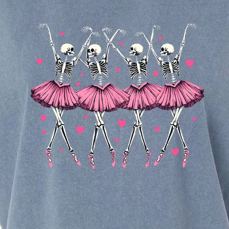 Ballerina Skeleton Dance Funny Halloween Ballet Women Girl Garment-Dyed Women's Muscle Tee