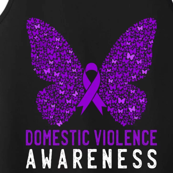 Butterfly Survivor Domestic Violence Awareness Purple Ribbon Funny Gift Performance Tank