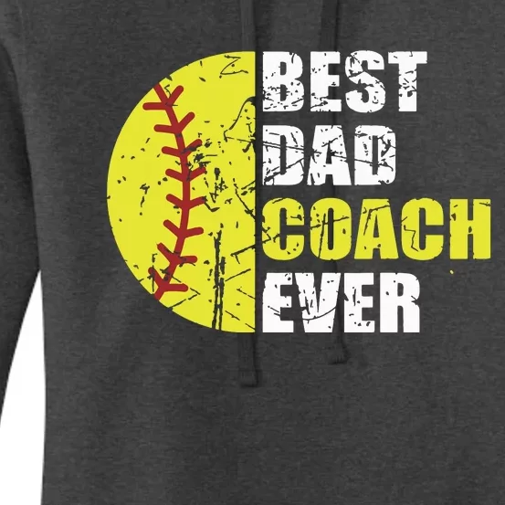 Best Softball Dad Coach Ever Retro Father Softball Coach Dad Women's Pullover Hoodie