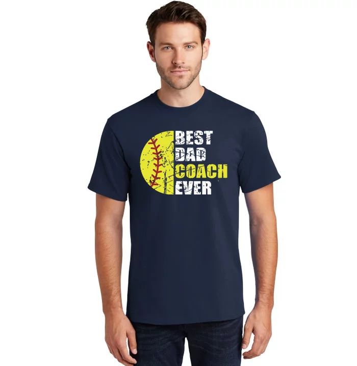 Best Softball Dad Coach Ever Retro Father Softball Coach Dad Tall T-Shirt