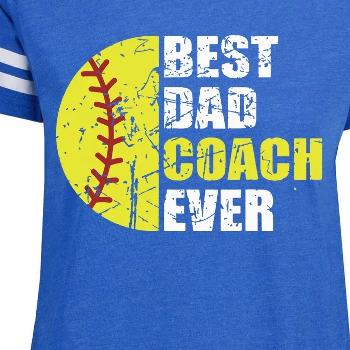 Best Softball Dad Coach Ever Retro Father Softball Coach Dad Enza Ladies Jersey Football T-Shirt