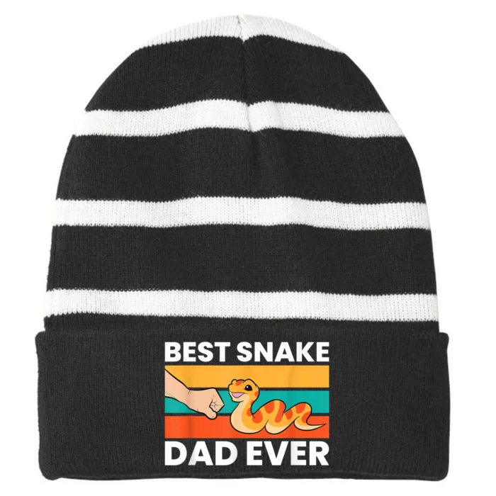 Best Snake Dad Ever Funny Snake Striped Beanie with Solid Band