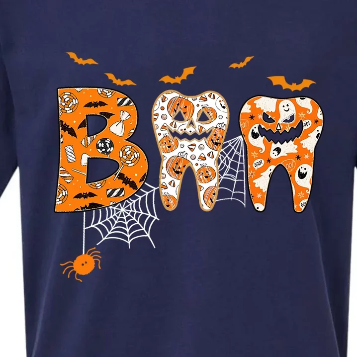 Boo Spooky Dentist Halloween Teeth Pumpkin Dental Hygienist Gift Sueded Cloud Jersey T-Shirt