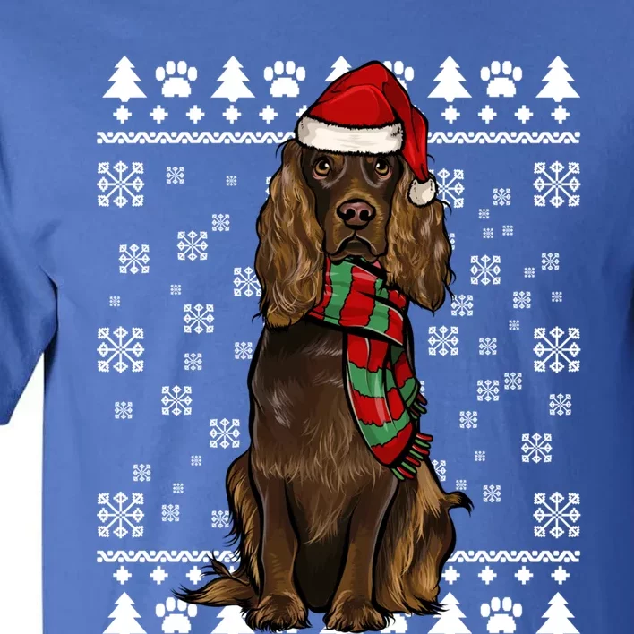 Boykin Spaniel Dog Santa Hat Xmas Ugly Christmas Gift Tall T-Shirt