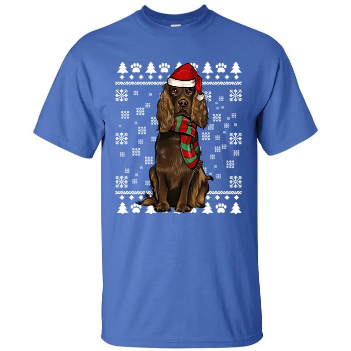 Boykin Spaniel Dog Santa Hat Xmas Ugly Christmas Gift Tall T-Shirt