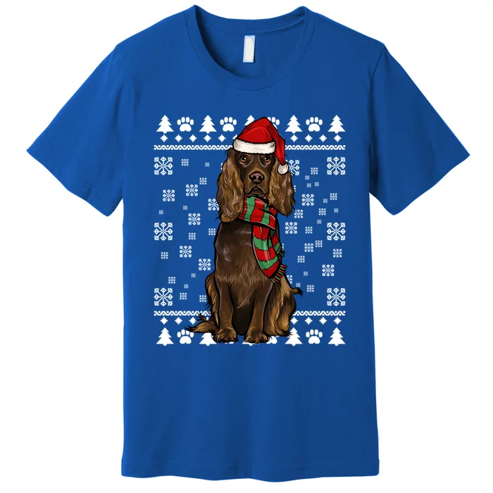 Boykin Spaniel Dog Santa Hat Xmas Ugly Christmas Gift Premium T-Shirt