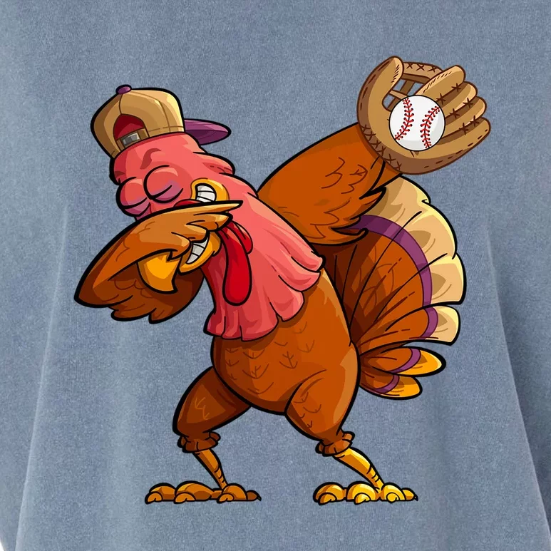 Baseball Softball Dabbing Turkey Thanksgiving Day Gift Garment-Dyed Women's Muscle Tee