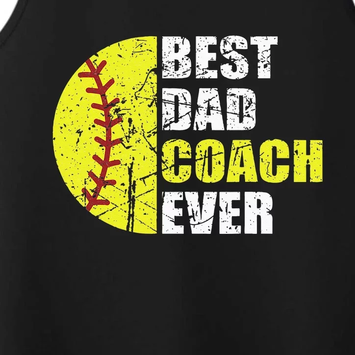 Best Softball Dad Coach Ever Retro Father Softball Coach Dad Performance Tank