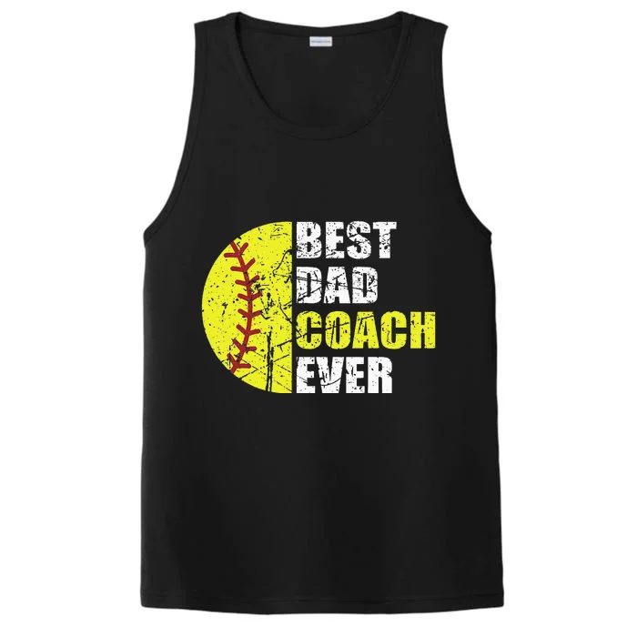 Best Softball Dad Coach Ever Retro Father Softball Coach Dad Performance Tank